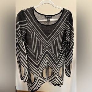 INC International Concepts, black with gold/white sweater. Size large.